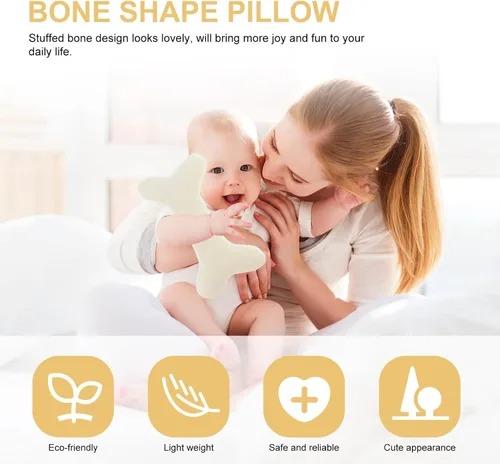 Miniatura 5 de ibasenice 2 almohadas de hueso para decoración del hogar, almohadas para el cuello para almohada cervical de felpa creativa, diseño de hueso, cojín