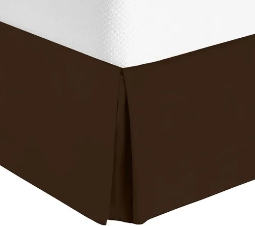 Miniatura 15 de Falda de cama con esquinas divididas de 18 pulgadas, tamaño Queen, 100% algodón natural, resistente a las arrugas y a la decoloración, tamaño Queen