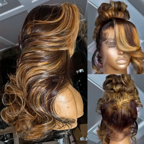 Miniatura 22 de Higlight - Pelucas de cabello humano con encaje frontal de color degradado, peluca de encaje frontal con abuelitos, peluca de cabello humano