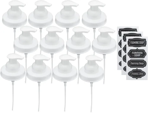 Miniatura 5 de Jarmazing Products Mason Jar - Tapas dispensadoras de jabón espumoso, incluye calcomanías impermeables, color blanco, paquete de 2