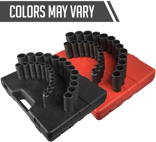Miniatura 3 de SUNEX TOOLS 2827 Juego de llaves métricas de impacto profundo de 1/2 pulgadas, 12 puntos, 26 piezas