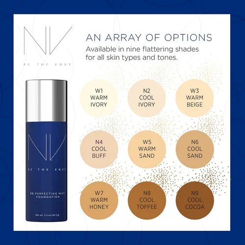 Miniatura 4 de NV BB Perfecting Mist Foundation - Maquillaje profesional con aerógrafo con polipéptidos de células madre a base de plantas, vitaminas A, D, E