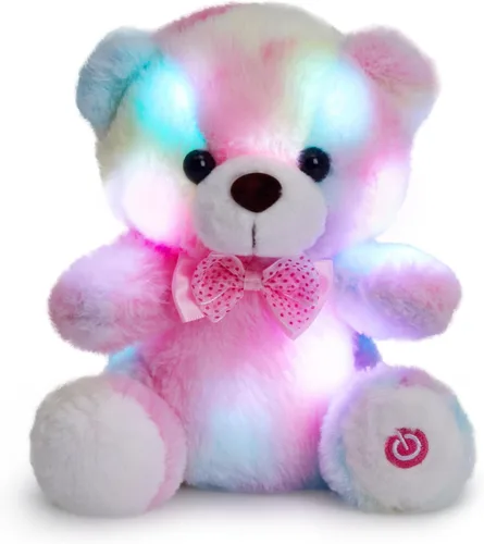 Miniatura 9 de BSTAOFY Oso de peluche con luz marrón, oso de peluche brillante, juguete de peluche suave para niñas y niños, regalos de cumpleaños, 8 pulgadas