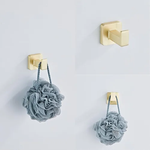 Miniatura 5 de Juego de 4 piezas de accesorios de baño de color dorado cepillado claro, juego de toallero de acero inoxidable montado en la pared, incluye toallero