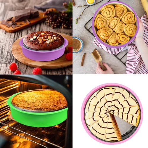 Miniatura 6 de 3 protectores de sartén desmontable, protector de baño de agua, bandeja de silicona para tartas de queso de 9 pulgadas para evitar que el agua entre