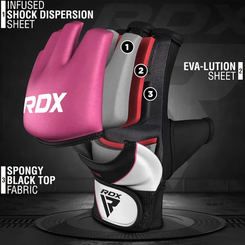 Miniatura 6 de RDX Guantes de MMA para mujer Grappling Artes Marciales Sparring Saco de boxeo Jaula Lucha Maya Hide Mitones de cuero Combate Training
