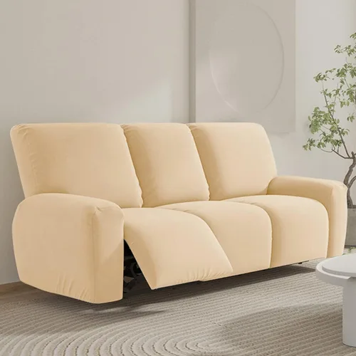 Miniatura 15 de vctops Fundas para sofá reclinable de 3 cuerpos, de punto, elásticas, suaves, lisas, antideslizantes, para sofá, protector de muebles con parte