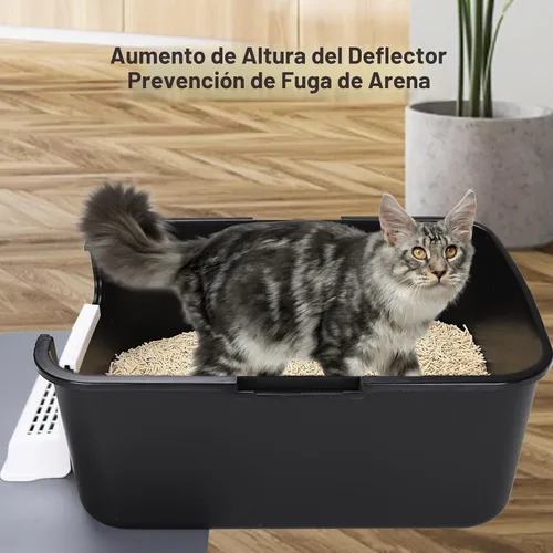 Miniatura 7 de Sfozstra - Caja de arena cerrada para gatos, color negro, entrada superior y frontal PP Material, Lift-Off Top for Easy Cleaning, High Sides