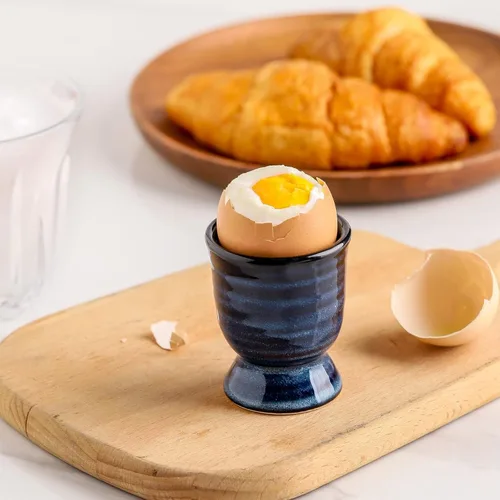 Miniatura 7 de Hasense Vasos de cerámica para huevos duros suaves, soporte de huevos de porcelana para huevos duros para desayuno, decoración de cocina, juego