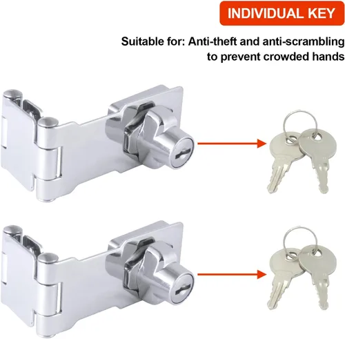 Miniatura 2 de 2 Pack de Cerraduras de Puerta con Pestillo Plegable, Cerradura de Cajon de Escritorio de Acero Inoxidable Sólido 304, para Cajones de 90 Grados