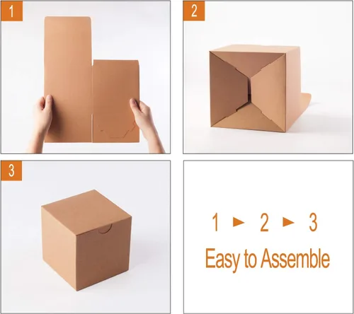 Miniatura 6 de GEFTOL Caja de regalo pequeña de papel de estraza, paquete de 50 unidades, 3 x 3 x 3 pulgadas, caja de regalo de papel para damas de honor