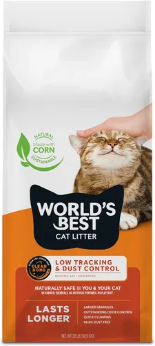 WORLD'S BEST CAT LITTER - Arena para múltiples gatos, sin perfume, 32 libras - Control de rastro y polvo de bajo nivel, ingredientes naturales,