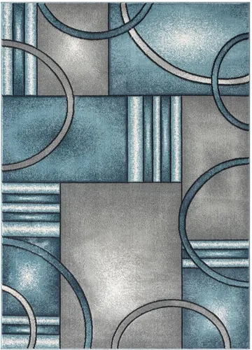 Miniatura 3 de LUXE WEAVERS Art Deco - Alfombra geométrica azul de 6 x 9 pulgadas