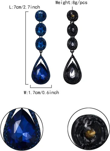 Miniatura 7 de Flyonce Aretes colgantes con diamantes de imitación de cristal para boda, Cristal