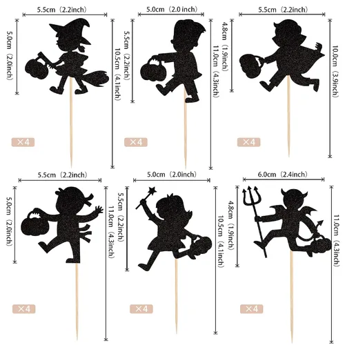 Miniatura 2 de 30 piezas de adornos para cupcakes con purpurina – Púas de cupcakes de Halloween para niños, cumpleaños, festival, fiesta, decoración de pasteles