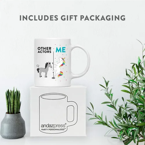 Miniatura 4 de Andaz Press Funny Quirky - Taza de té de café de cerámica de 11 onzas, regalo de agradecimiento, otros actores yo, unicornio de caballo, 1 paquete