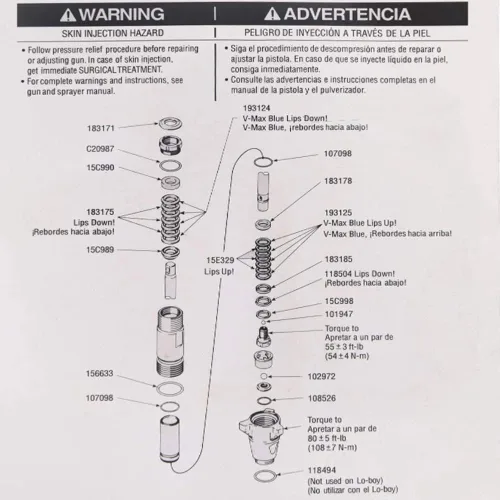 Miniatura 4 de Aftermarket 248-213 Kit de embalaje de reparación de bomba para pulverizador de pintura sin aire 1095 1595 5900