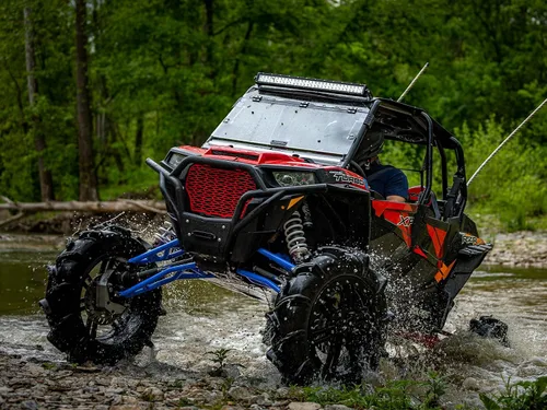 Miniatura 5 de SuperATV Brazos delanteros A inferiores de alta holgura resistentes para Polaris RZR XP Turbo/XP 4 Turbo 2016-2021, color negro, incluye rótulas