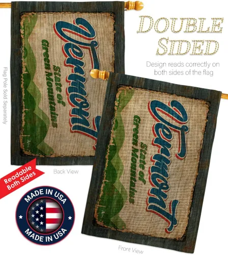 Miniatura 3 de Americana Home & Garden Vermont Vintage Burlap Garden House Flag Set Regional States American Territories Republic Country Particular Area