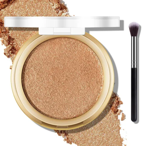 Miniatura 11 de Paleta de Polvo de Iluminador Rosa Horneado, Paleta de Polvo de Iluminador de Maquillaje Acabado Sutil y Brillante Iluminadores Faciales