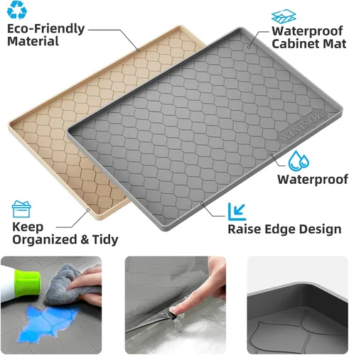 Miniatura 3 de Winisok Alfombrilla de silicona para debajo del fregadero de 19 x 19 pulgadas, artículos esenciales de cocina y artilugios, forro de estante