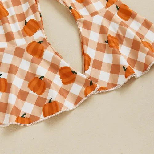 Miniatura 53 de Traje de Halloween para bebé niña, manga larga, cuello redondo, letras de fantasma, parte superior con estampado de fantasma, parte inferior