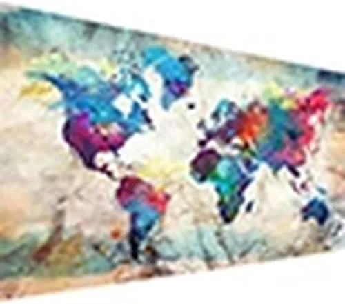 Miniatura 8 de YALKIN Kits de pintura de diamantes para adultos, pintura de diamantes 5D grande para bricolaje, mapa del mundo (31.5 x 15.7 pulgadas), pintura por