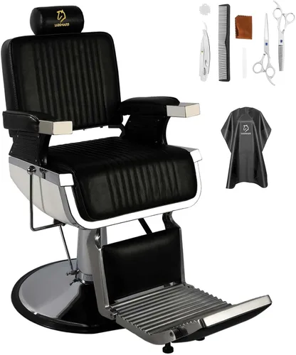 Miniatura 14 de Silla de peluquería hidráulica reclinable silla de peluquería sillas de peluquería silla de pelo 360 grados giratoria sillas de peluquería para Negro