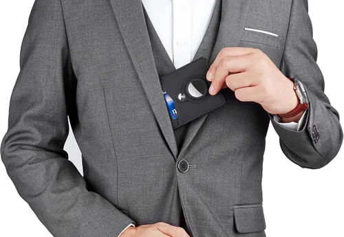 Miniatura 6 de Hawanik Billetera plegable delgada para hombre con soporte integrado para AirTag