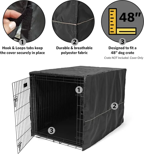 Miniatura 4 de MidWest Homes for Pets XL Funda para jaula de perro, cubierta de perrera de poliéster negro para dar privacidad, se ajusta a la mayoría