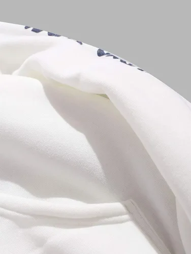 Miniatura 5 de ZAFUL Sudadera con capucha de forro polar unisex con estampado de letras rosas y bolsillo de canguro para hombre