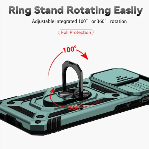 Miniatura 5 de Funda para iPhone 12 Pro Max, con cubierta para lente de cámara, protector de pantalla HD, [grado militar] anillo de montaje en automóvil con Verde