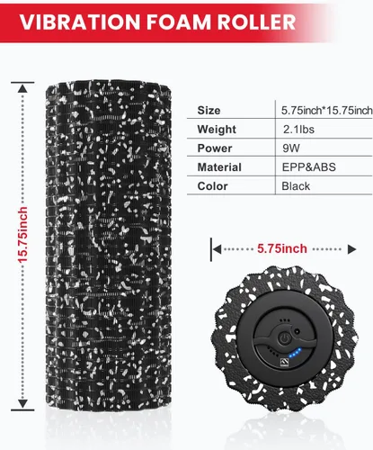 Miniatura 7 de FITINDEX Rodillo de espuma vibratoria para tejido muscular profundo, alivio del dolor de espalda, masajeador de piernas, pies, cuello, ejercicio