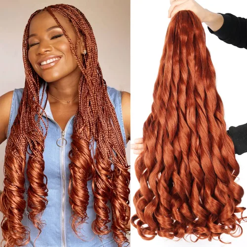Miniatura 32 de WIPPORYA Cabello Rizado Francés para Trenzar de 24 Pulgadas, 6 Paquetes de Cabello Ondulado Suelto Elástico para Crochet Pre-Estirado 3.53
