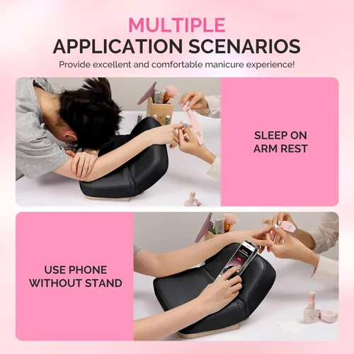 Miniatura 3 de MelodySusie Reposabrazos plegable para uñas tecnológicas de uñas, cojín de manicura ajustable de 5 niveles, almohada grande de piel sintética