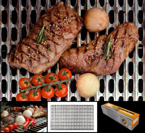 Revestimientos desechables de aluminio de grado alimenticio para parrilla, paquete de 12 toppers/forros para parrilla (12 x 20 pulgadas)