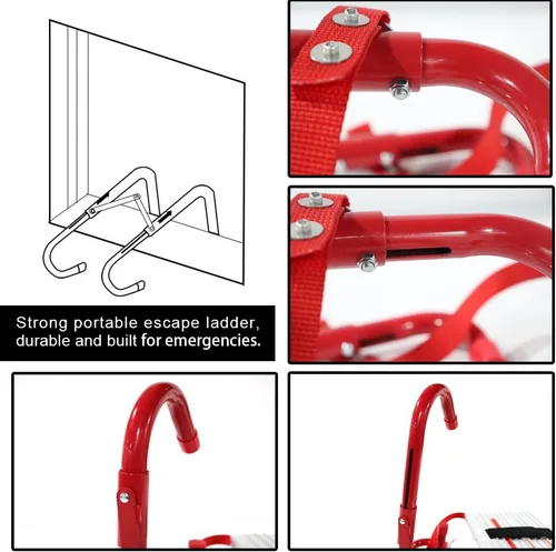 Miniatura 4 de Escalera de escape de incendios, escalera de seguridad portátil de emergencia de 2 pisos para adultos y niños con peldaños antideslizantes y amplios