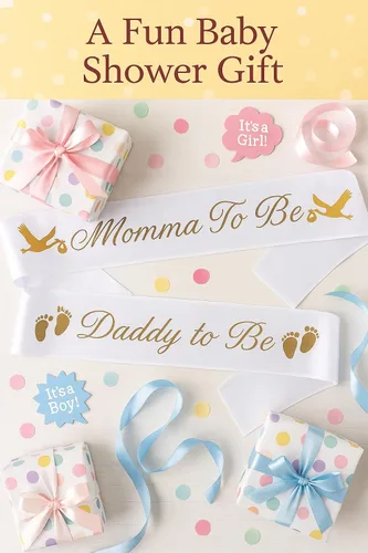 Miniatura 8 de Brosash Daddy To Be & Mommy To Be - Banda rosa con letras doradas para niña, baby shower, decoración de revelación de género de princesa