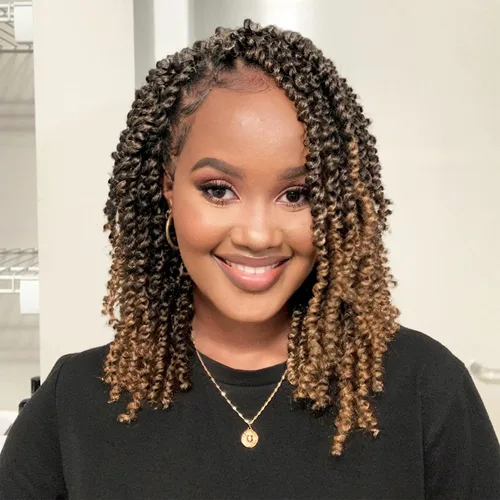 Miniatura 30 de Paquete de 8 paquetes de cabello de ganchillo Passion Twist de 6 pulgadas, rizos bohemios pretrenzados previamente trenzados, negro natural 1B