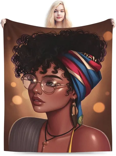 Miniatura 6 de Perinsto Manta de forro polar para niña negra africana, ultra suave y cálida para todas las estaciones, para cama, silla, automóvil, sofá