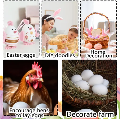 Miniatura 4 de 10 unidades de huevos falsos de madera, huevos de Pascua blancos de madera, juego de cocina de manualidades, juego de alimentos de simulación
