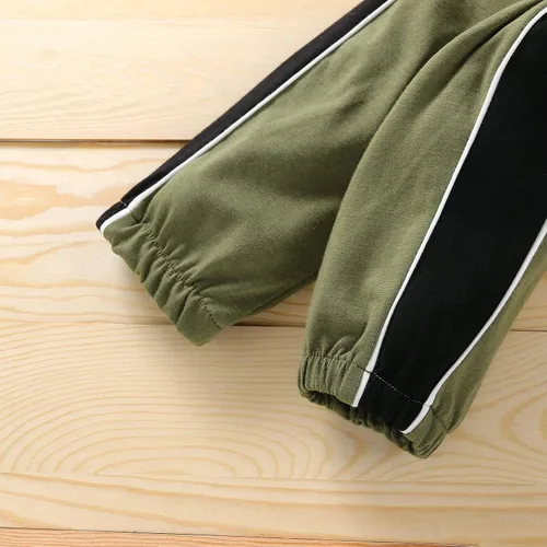 Miniatura 7 de itkidboy Conjunto de 2 piezas de ropa de bebé niño con capucha y sudadera con bloques de color + pantalones