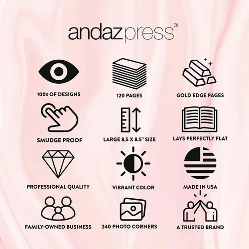 Miniatura 6 de Andaz Press Libro de invitados de quinceañera personalizado con detalles dorados, 120 páginas de 8.5 x 8.5 pulgadas, álbum de fotos de tapa dura