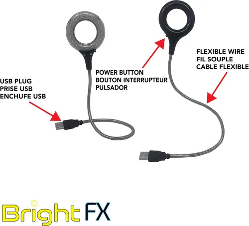 Miniatura 3 de The Beadsmith Bright FX - Luz LED USB, 18 luces LED para un brillo máximo, cable de metal flexible para múltiples posiciones, interruptor