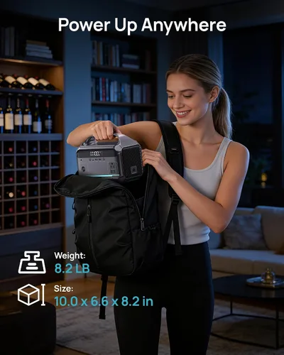 Miniatura 6 de Estación de energía portátil de 90,000mAh, batería de respaldo LiFePO4 de 288Wh con 2× salidas de CA de onda sinusoidal pura de 350W (pico de 600W)