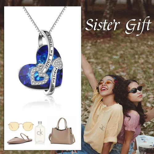 Miniatura 6 de POPLYKE - Collar de plata de ley con diseño de corazón con joyas de cristal para mujeres