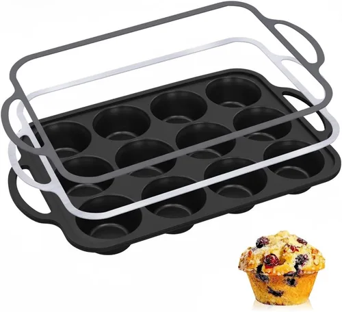 Miniatura 9 de 24-Cup Mini Silicone Muffin Pan with Reinforced Steel Frame, Non-Stick, BPA-Free, for Bite-Sized Cupcakes, Appetizers, and Egg Bites, Dishwasher Safe