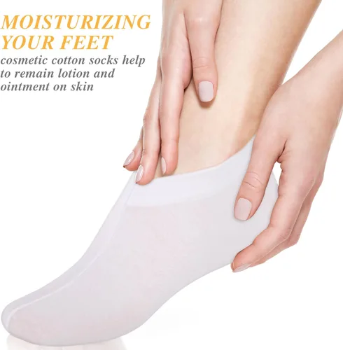Miniatura 8 de 3 pares de calcetines hidratantes para pies secos, reparación de talón agrietado, calcetines de algodón de loción durante la noche, gel spa mejora