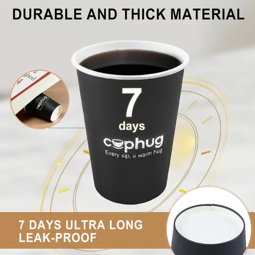 Miniatura 2 de Paquete de 300 vasos de papel desechables de 8 onzas, vasos de bebida caliente y fría para café, té, jugo, agua, tazas de café negras para oficina