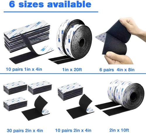 Miniatura 2 de Cinta de gancho y bucle de 2 pulgadas x 10 pies, tira entrelazada autoadhesiva, cinta de montaje de adhesión resistente, sujetador de tiras